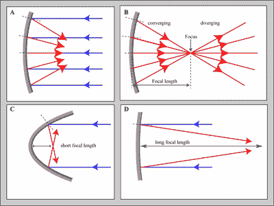 light rays and concave parabolas